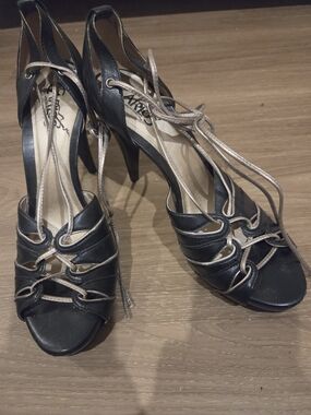 Carlos Santana Navy Blur Lace-Up High Heel